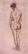Camille Pissarro Full-length standing nude of a woman from behind oil